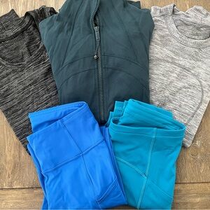 Lululemon Activewear Bundle with Jacket, long sleeve tops and Leggings- Size 4